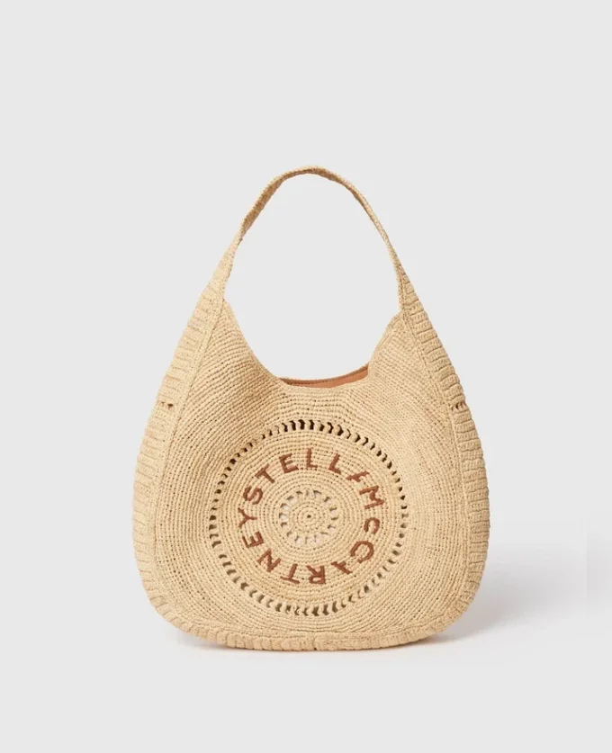 Borsa tote media morbida in rafia con logo Borsa tote media morbida in rafia con logo