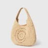 Borsa tote media morbida in rafia con logo Borsa tote media morbida in rafia con logo