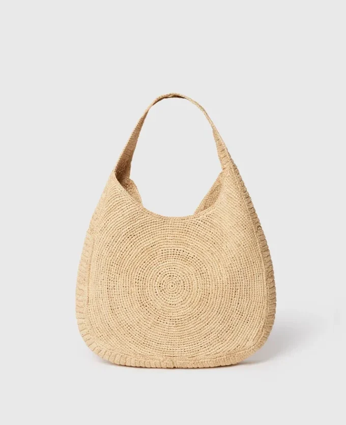 Borsa tote media morbida in rafia con logo Borsa tote media morbida in rafia con logo