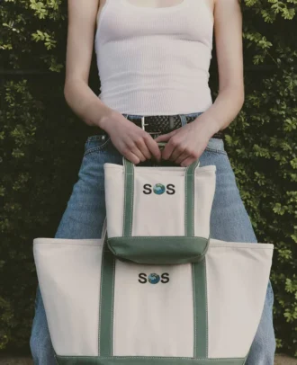 Borsa tote piccola ricamata SOS Borsa tote piccola ricamata SOS