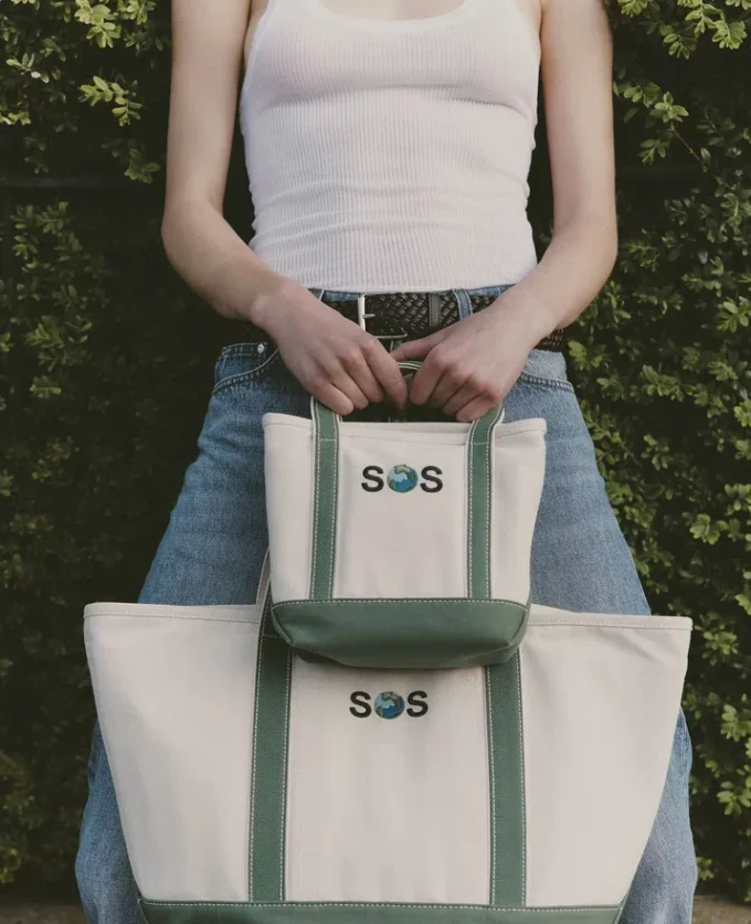 Borsa tote piccola ricamata SOS Borsa tote piccola ricamata SOS