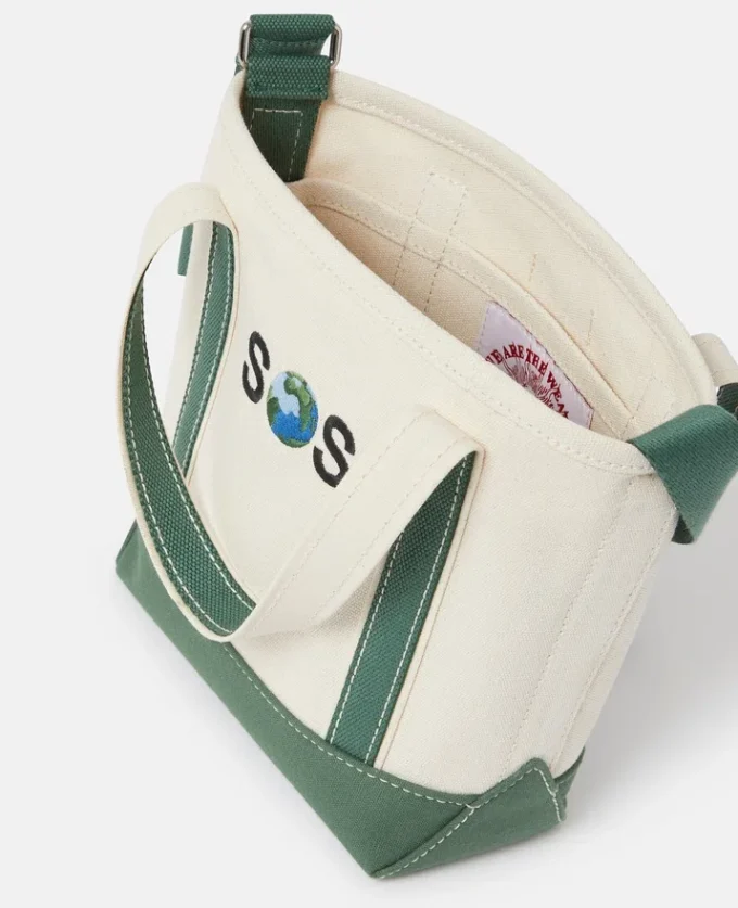 Borsa tote piccola ricamata SOS Borsa tote piccola ricamata SOS