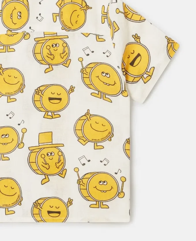 Camicia a maniche corte con stampa a tamburo Camicia a maniche corte con stampa a tamburo