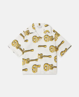Camicia a maniche corte con stampa chitarra