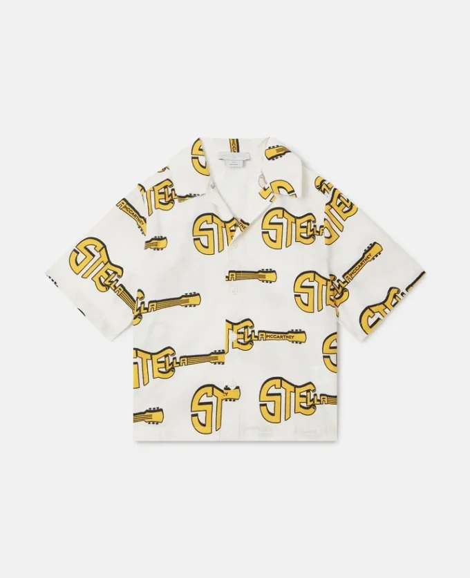 Camicia a maniche corte con stampa chitarra Camicia a maniche corte con stampa chitarra