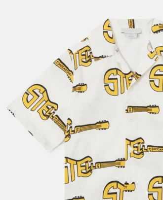 Camicia a maniche corte con stampa chitarra