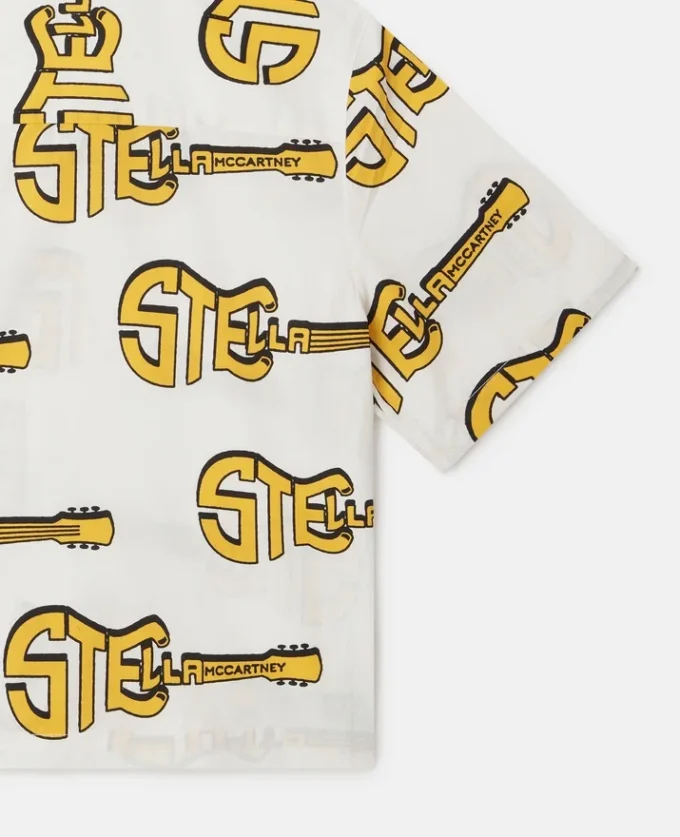 Camicia a maniche corte con stampa chitarra Camicia a maniche corte con stampa chitarra