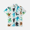 Camicia a maniche corte con stampa gatti