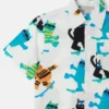Camicia a maniche corte con stampa gatti