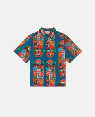 Camicia a maniche corte con stampa skateboard