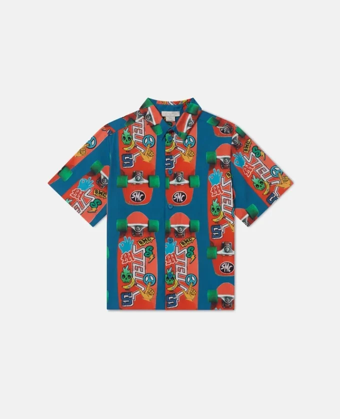 Camicia a maniche corte con stampa skateboard