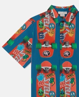 Camicia a maniche corte con stampa skateboard