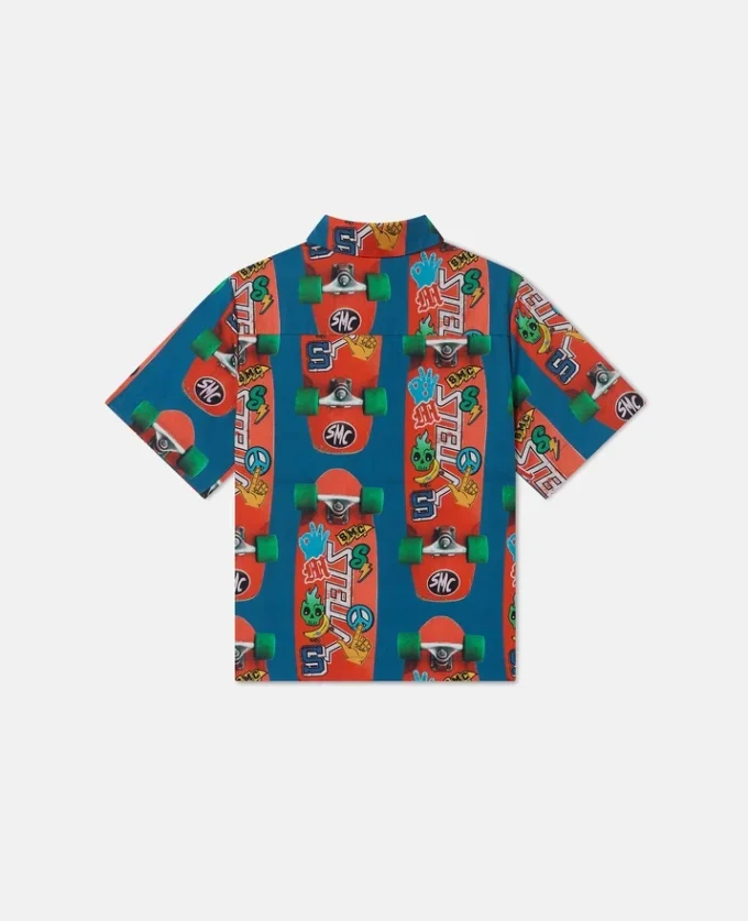 Camicia a maniche corte con stampa skateboard