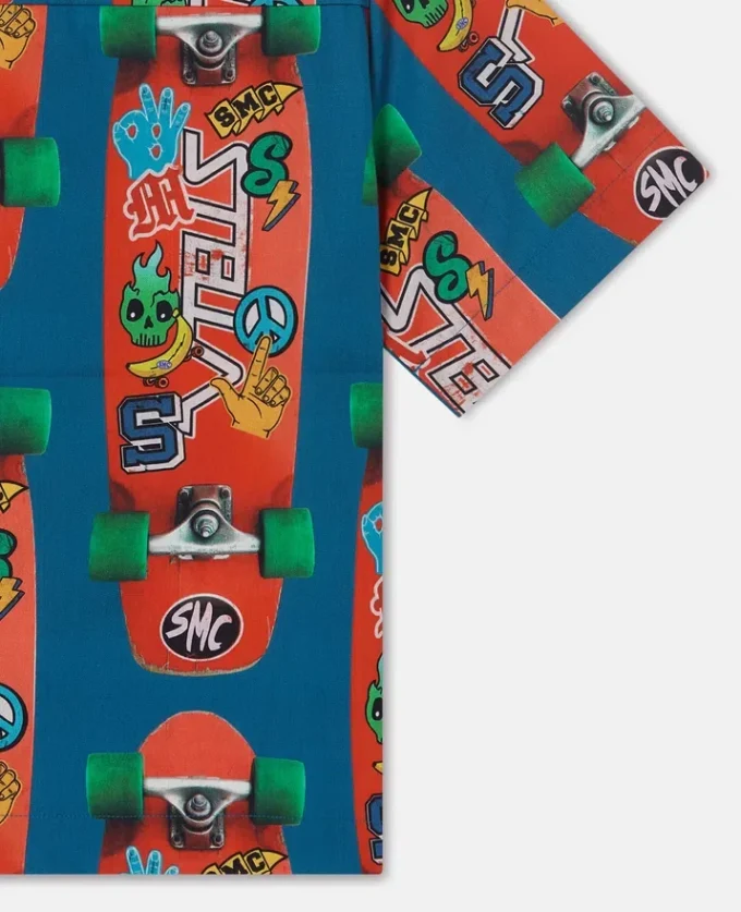 Camicia a maniche corte con stampa skateboard