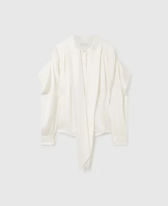 Camicia a maniche lunghe con collo a cravatta e spalline