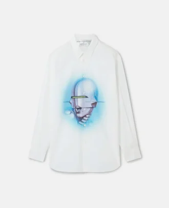 Camicia boyfriend in cotone biologico con stampa Sexy Robot