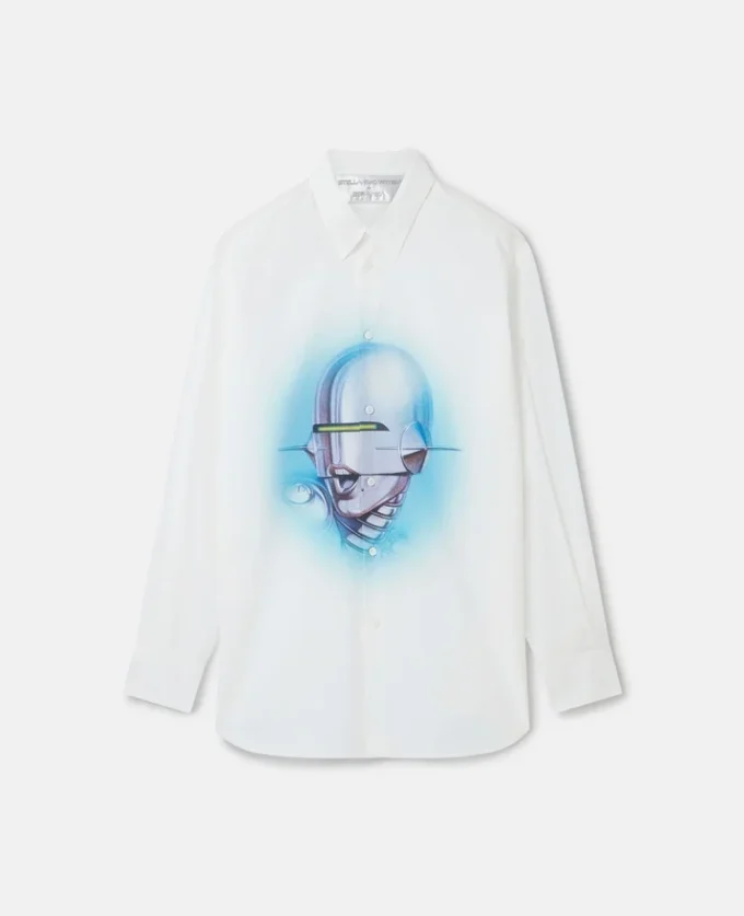 Camicia boyfriend in cotone biologico con stampa Sexy Robot Camicia boyfriend in cotone biologico con stampa Sexy Robot