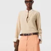 Camicia con collo alla coreana e pannello a contrasto Camicia con collo alla coreana e pannello a contrasto