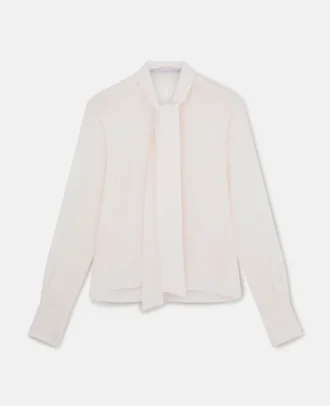 Camicia con fiocco in crêpe de Chine di seta