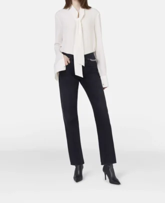 Camicia con fiocco in crêpe de Chine di seta