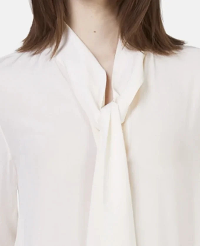 Camicia con fiocco in crêpe de Chine di seta