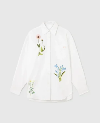 Camicia con ricami floreali