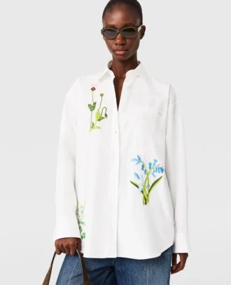 Camicia con ricami floreali
