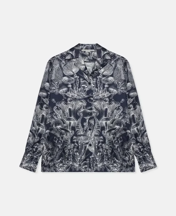 Camicia da pigiama in seta con stampa Fungi Forest Camicia da pigiama in seta con stampa Fungi Forest
