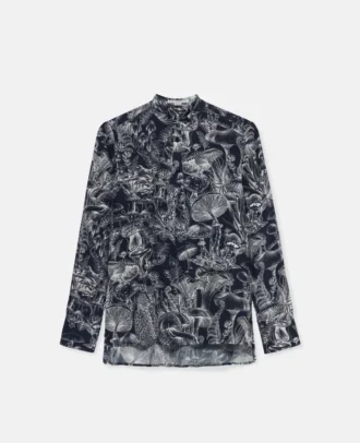Camicia in seta con stampa Fungi Forest