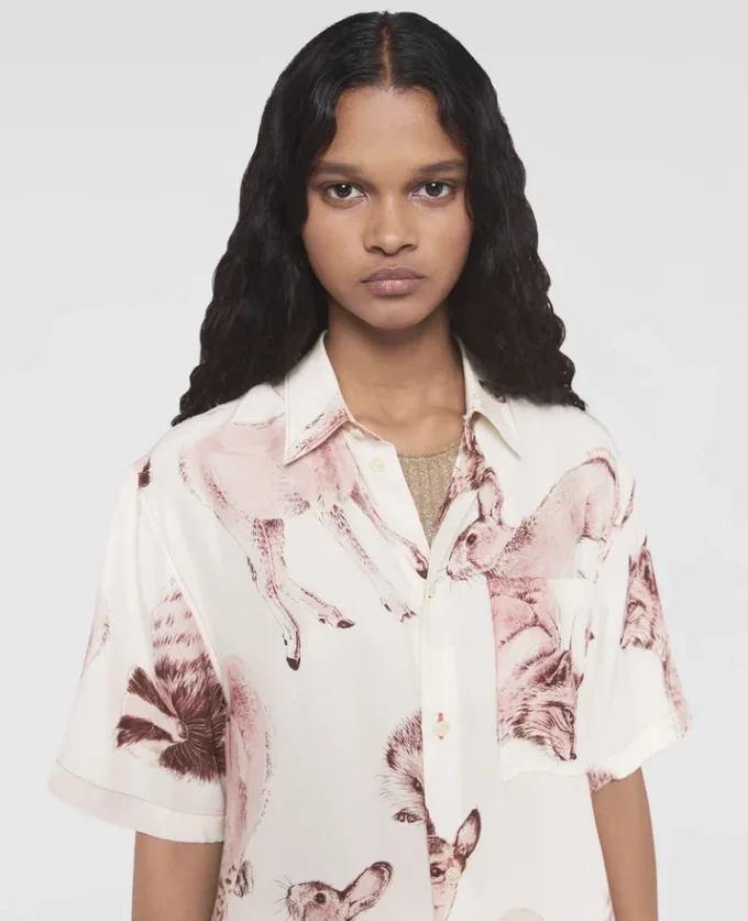 Camicia in seta con stampa Rewild Fauna Camicia in seta con stampa Rewild Fauna
