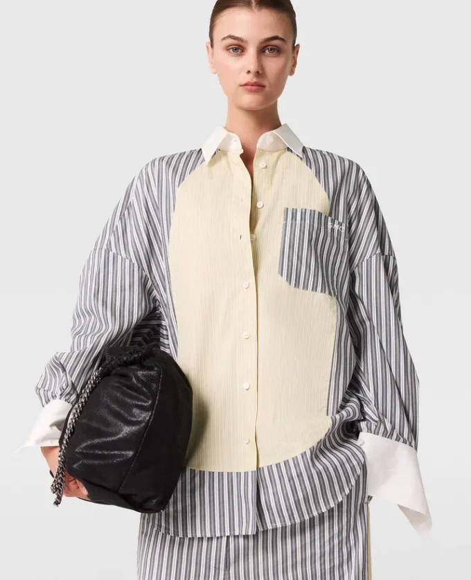 Camicia oversize a righe miste Camicia oversize a righe miste