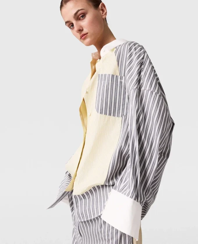 Camicia oversize a righe miste Camicia oversize a righe miste