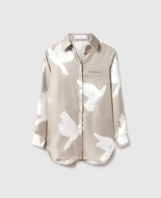 Camicia oversize con stampa colomba