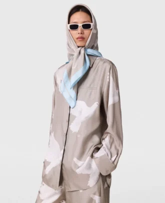 Camicia oversize con stampa colomba