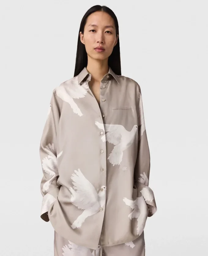 Camicia oversize con stampa colomba Camicia oversize con stampa colomba