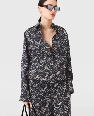 Camicia oversize con stampa pizzo