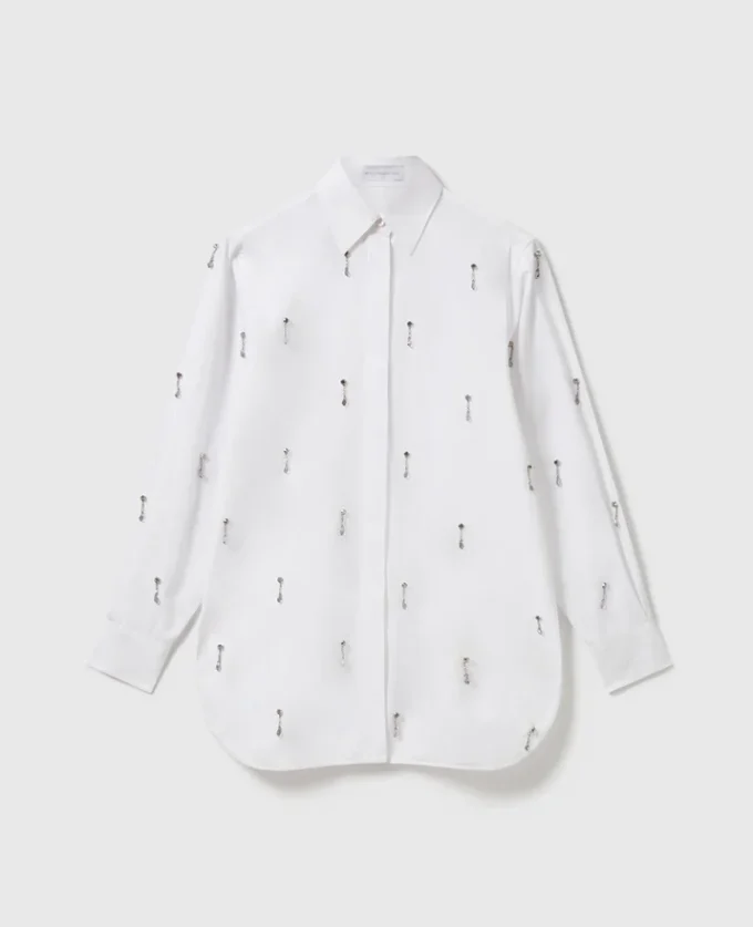 Camicia Oxford impreziosita da cristalli senza piombo Camicia Oxford impreziosita da cristalli senza piombo