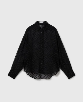Camicia trasparente in chiffon a pois