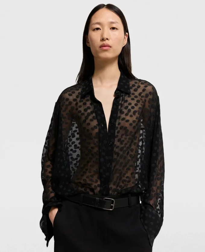 Camicia trasparente in chiffon a pois Camicia trasparente in chiffon a pois