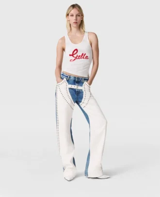 Jeans a gamba dritta con borchie