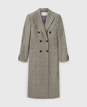 Cappotto lungo doppiopetto in tweed