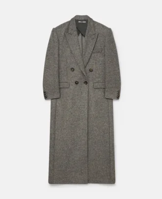 Cappotto lungo doppiopetto in tweed