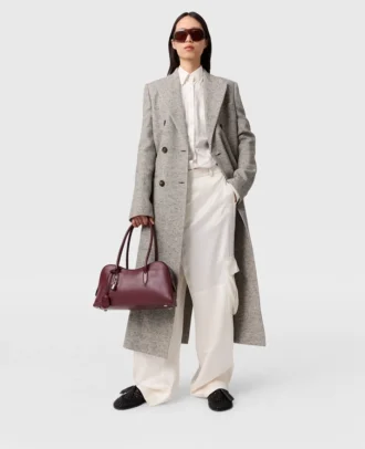 Cappotto lungo doppiopetto in tweed