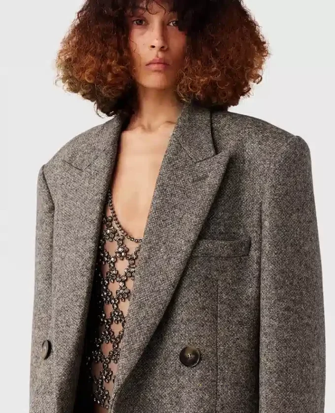 Cappotto lungo doppiopetto in tweed Cappotto lungo doppiopetto in tweed