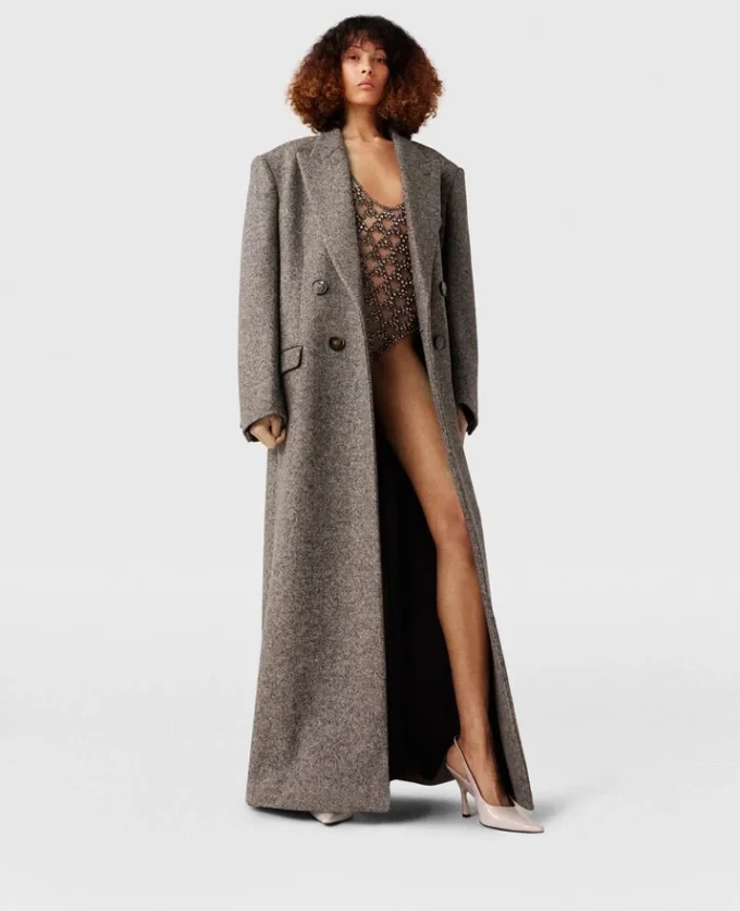 Cappotto lungo doppiopetto in tweed Cappotto lungo doppiopetto in tweed