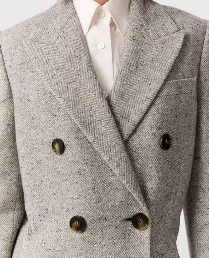 Cappotto lungo doppiopetto in tweed Cappotto lungo doppiopetto in tweed