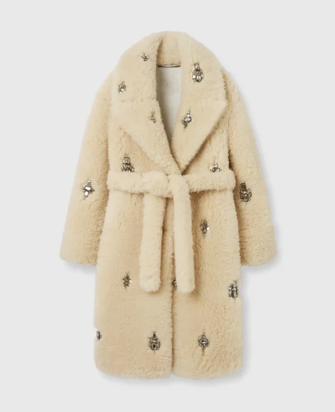 Cappotto Teddy in peluche impreziosito da cristalli Cappotto Teddy in peluche impreziosito da cristalli