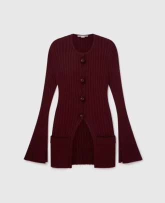 Cardigan a maniche lunghe a coste