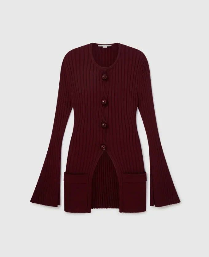 Cardigan a maniche lunghe a coste