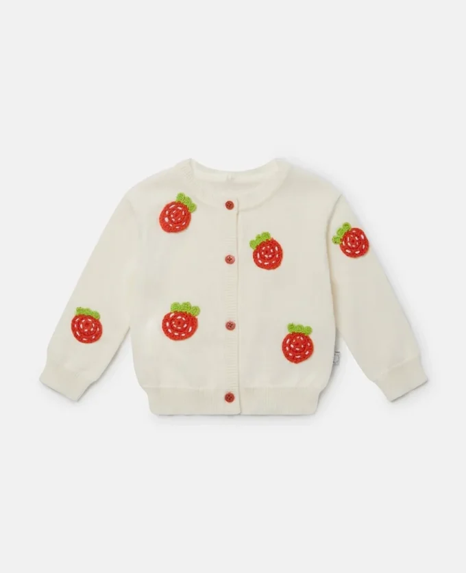 Cardigan all’uncinetto con fragole Cardigan all’uncinetto con fragole